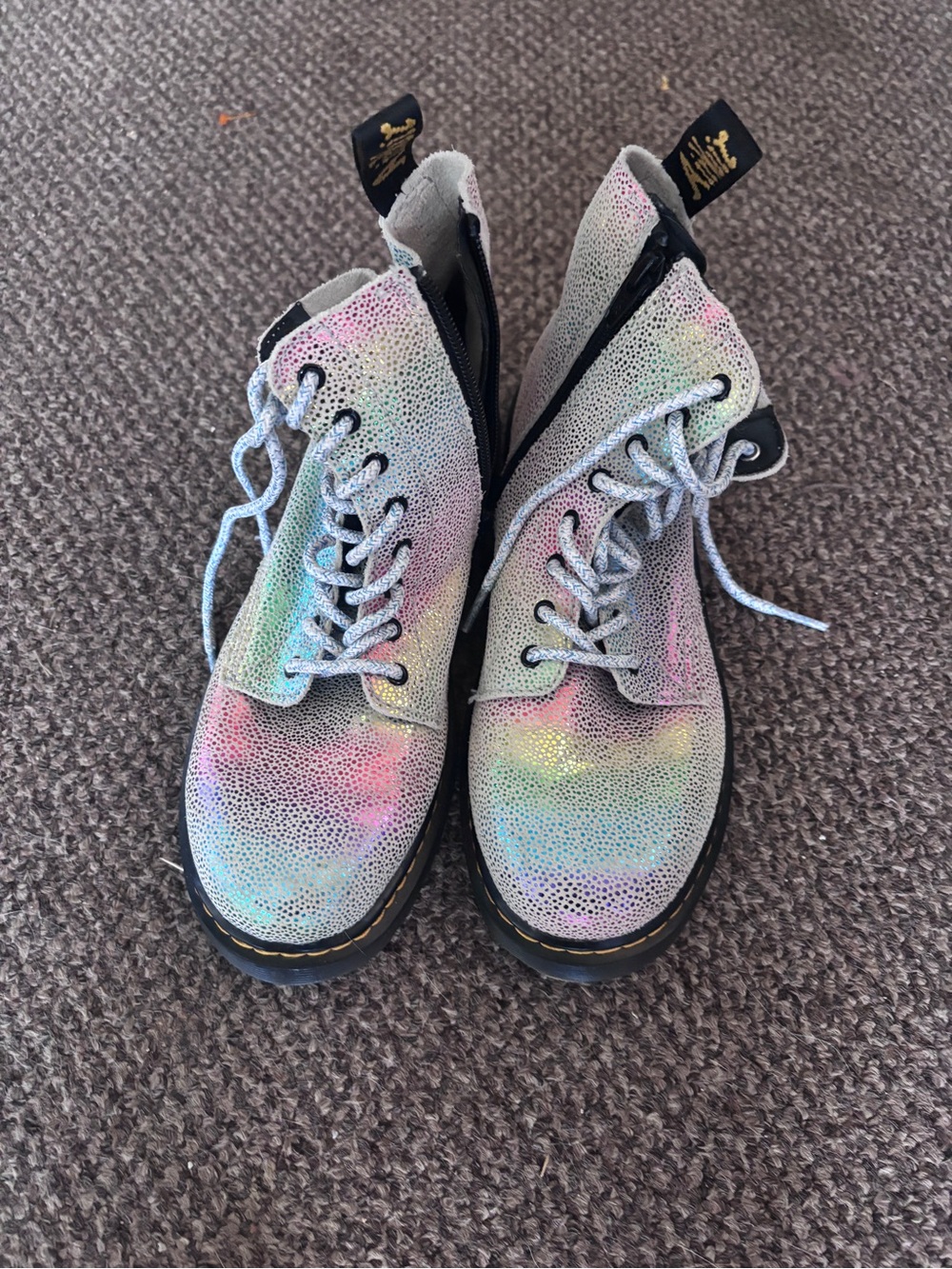 Dr. Martens Girls Iridescent Pastel Lace-Up Boots